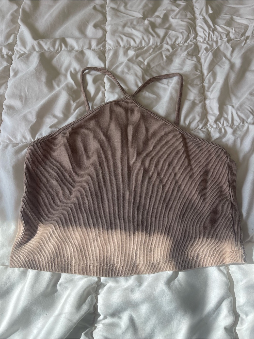 Zara Mauve Ribbed Strappy Cropped Tank